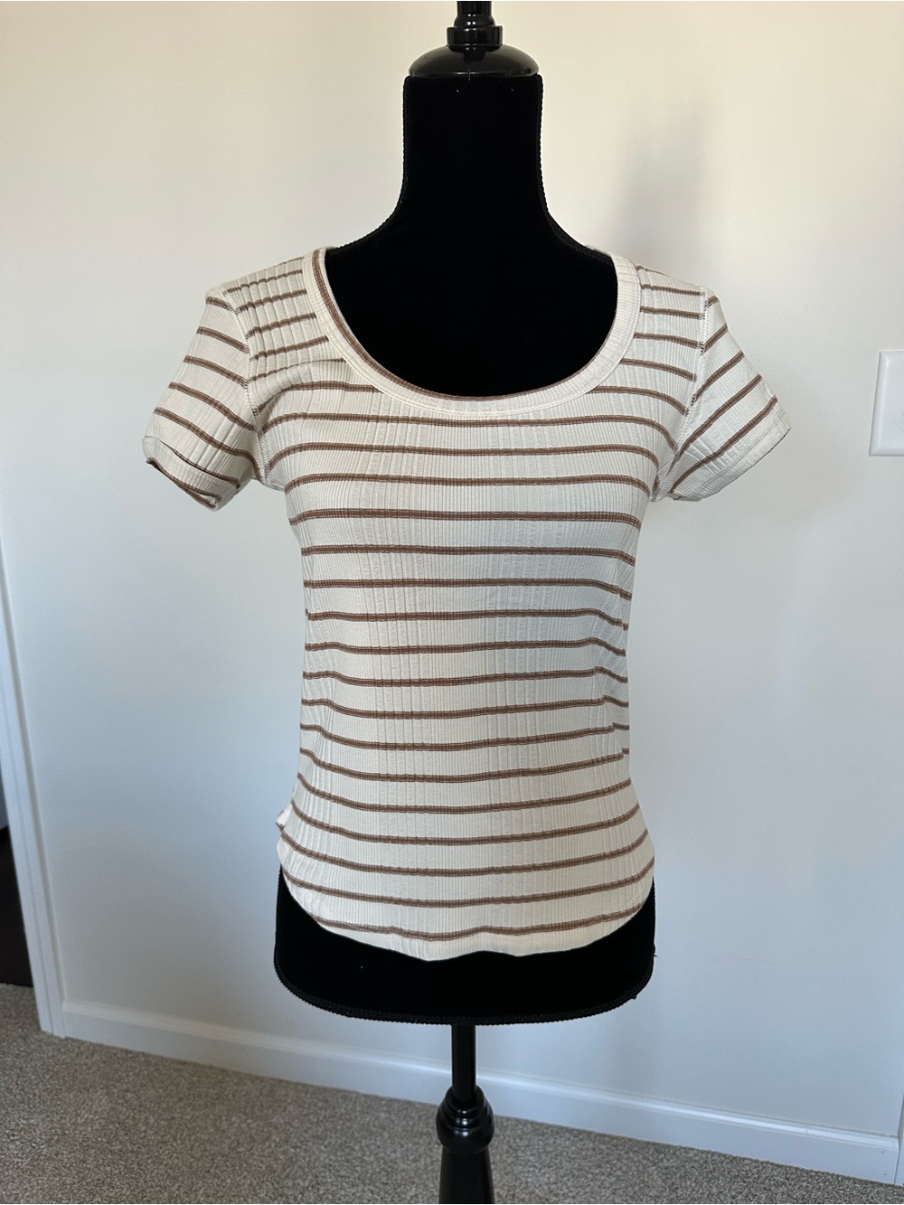 Women’s Be Cool Brown & White Striped Tee